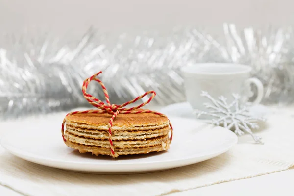 Gaufres and cup of coffee — Stock Photo, Image