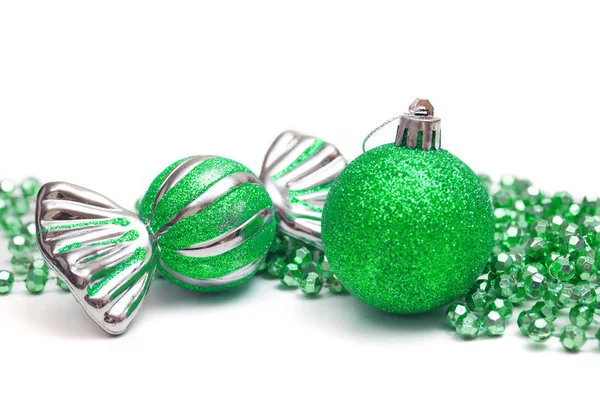 Green Christmas ornaments — Stock Photo, Image