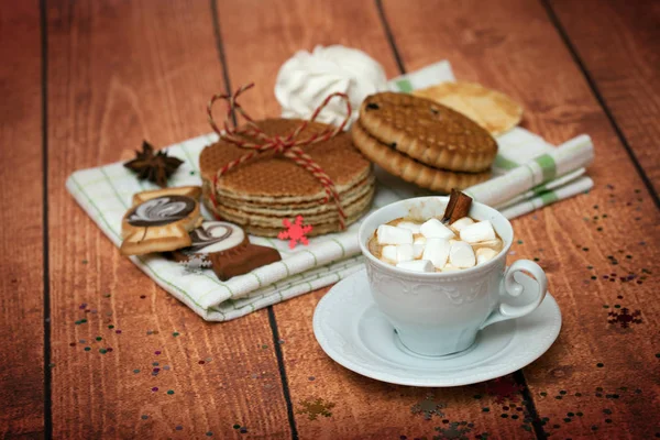 Christmas treats and cup of cocoa — Stock Photo, Image