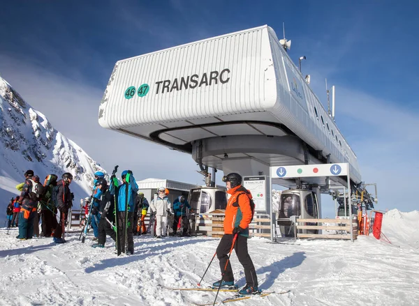 Les Arcs França Feb 2019 Estação Superior Teleférico Transarc Col — Fotografia de Stock