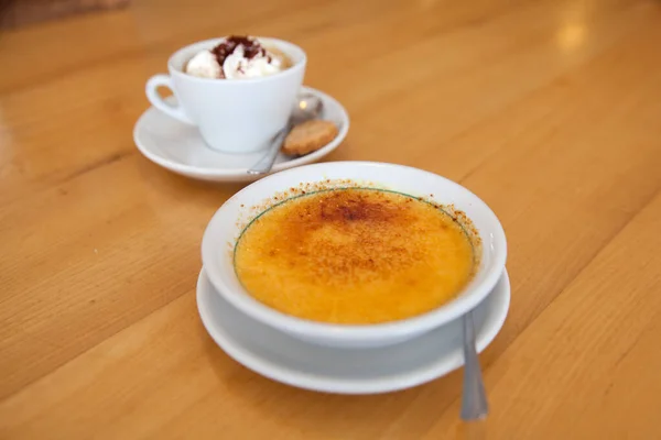 Coffee Cream Creme Brulee Table Cafe — Stock Photo, Image