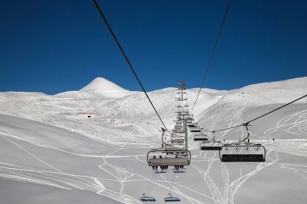 Telesilla Invierno Día Soleado Paradiski Francia — Foto de Stock