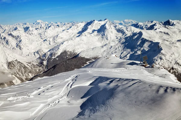 Vista Inverno Topo Alpes Franceses — Fotografia de Stock