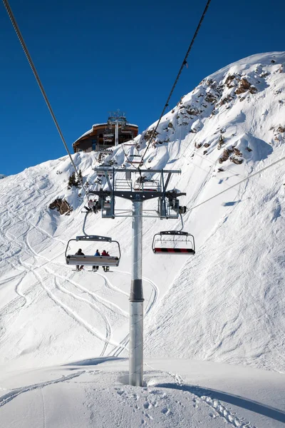 Καρέκλα Ανελκυστήρα Στην Κορυφή Χιονοδρομική Περιοχή Paradiski — Φωτογραφία Αρχείου