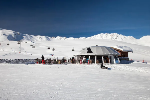 Les Arcs Fransa Şubat 2019 Güneşli Bir Günde Arc1950 Kayak — Stok fotoğraf