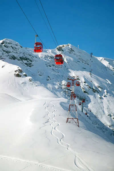 Plagne France Février 2019 Téléphérique Sur Glacier Bellecote — Photo