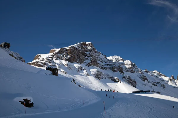 Una Pista Esquí Una Estación Superior Telesilla Estación Montaña Dolomitas —  Fotos de Stock