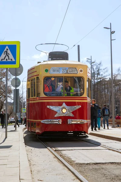 Moscow Russia Apr 2018 Ktm Old Model Soviet Tram — Stock Photo, Image