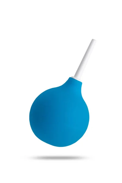 Blue medical rubber bulb with a plastic tip. enema. cut out — 스톡 사진