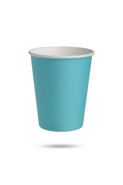 Disposable paper cup in blue. isolated on white background — Stock Photo, Image