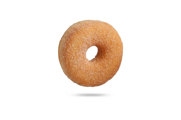 Donut bestrooid met suiker geïsoleerd op witte achtergrond — Stockfoto