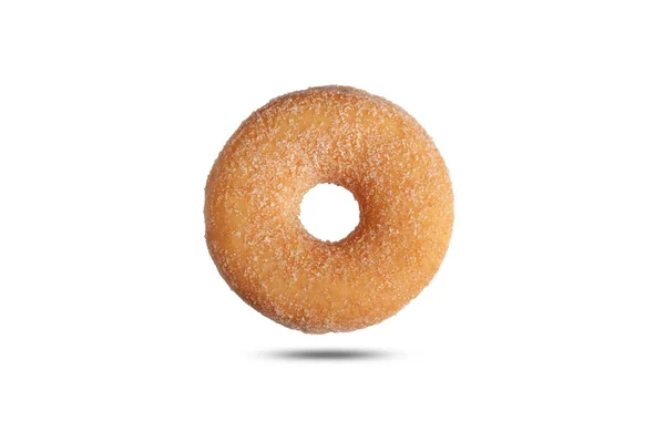 Donut bestrooid met suiker geïsoleerd op witte achtergrond — Stockfoto
