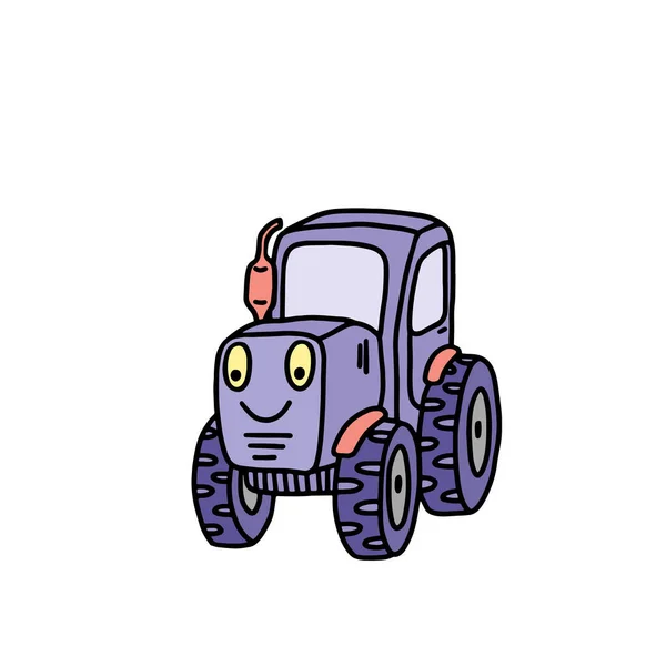 Забавні Іграшкові Трактори Мультиплікаційному Стилі Білому Тлі Дитяча Іграшка Яскрава — стоковий вектор