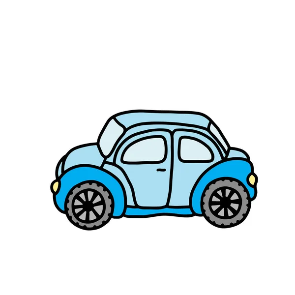Carro Brinquedo Engraçado Estilo Dos Desenhos Animados Fundo Branco Brinquedo —  Vetores de Stock