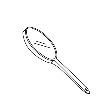 Dikiş konsepti. Büyüteç. İzole bir çizimin vektör çizimi. Doodle tarzı, düz tasarım.