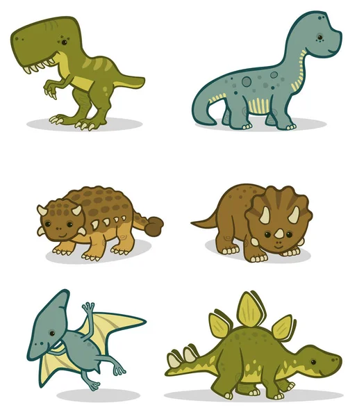 Vector Set Young Dinosaurs Includes Tyrannosaurus Rex Diplodocus Triceratops Ankylosaurus Royalty Free Stock Illustrations