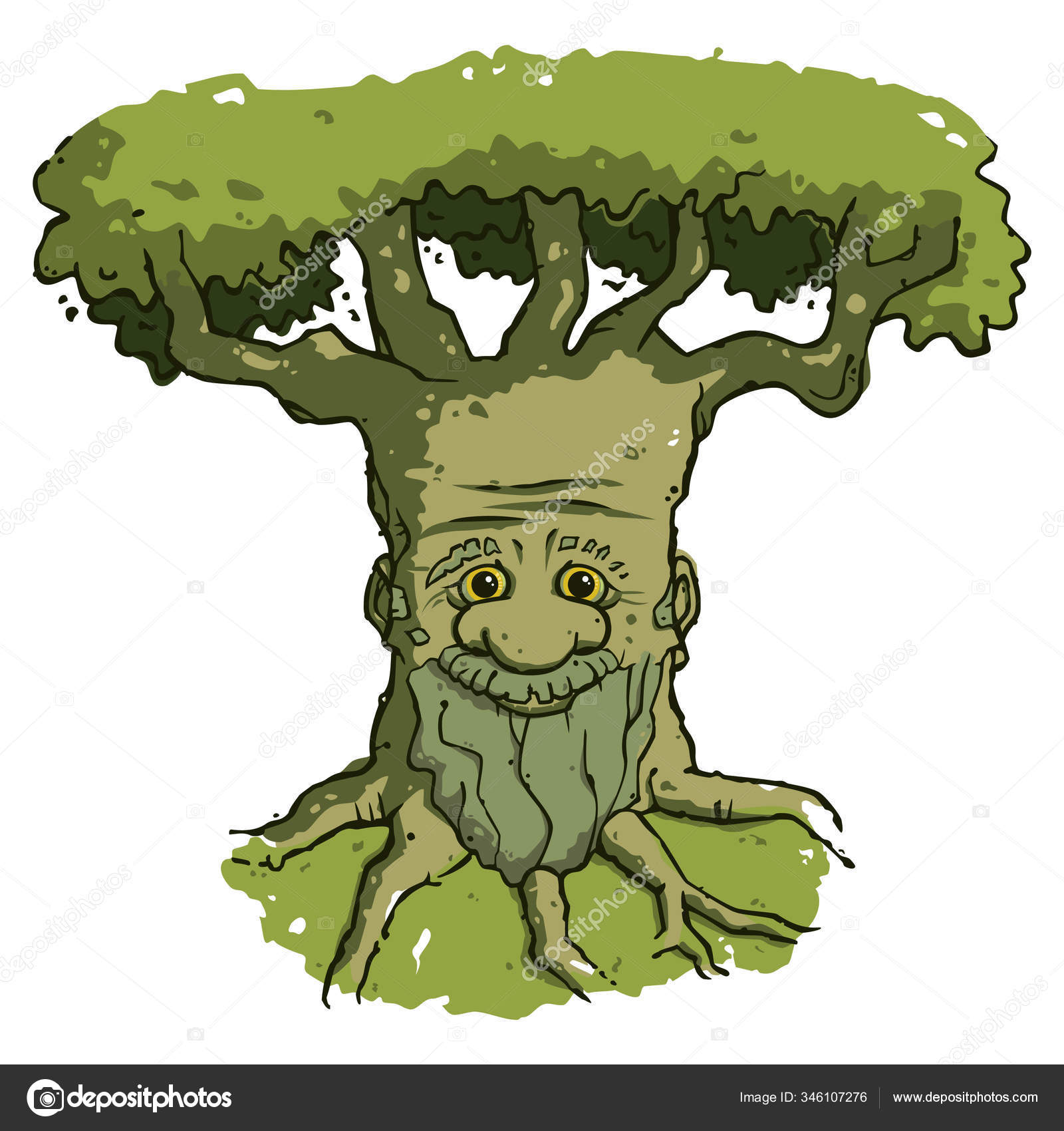 Dessin Vectoriel Arbre Avec Vieux Visage Homme Barbu Peut Representer Image Vectorielle Par Epicfantasymaps C Illustration 346107276