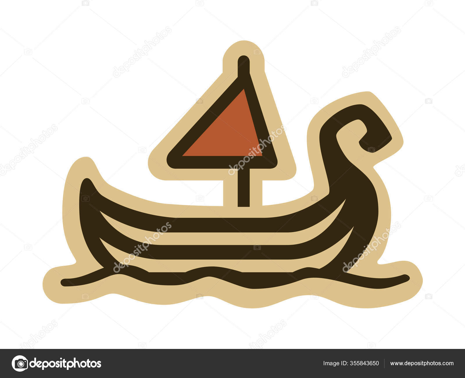 Vector Drawing Cute Primitive Sailboat Can Represent Water Travel Quest