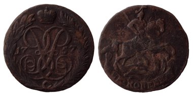 Antika Rus para 2 kopecks 1757