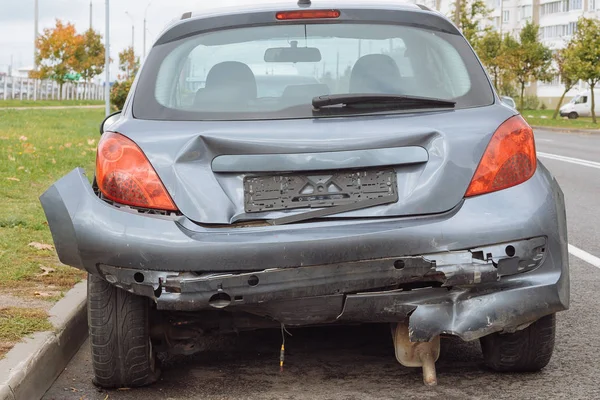 Unfall Auf Der Straße Auto Nach Kollision Von Der Rückseite — Stockfoto