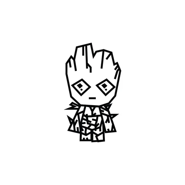 Line Art Kid Doll Vector Design Liner Black Concept Kinds — ストックベクタ