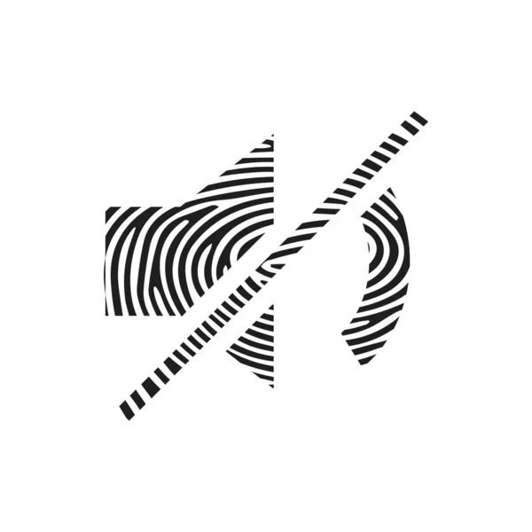 Fingerprint Mute Icon Isolated Thumbprint Fingerprint Mute Icon Line Style — ストックベクタ