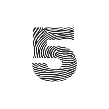 5 Vektör Harfi taban logosu. Başlangıç harfi 5 vektör simge parmak izi kavramı