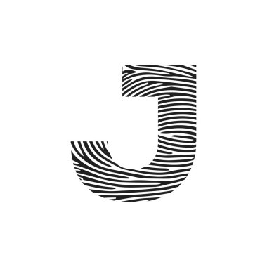J Vector Harfi üssü logosu. Başlangıç harfi j vektörü simge parmak izi kavramı
