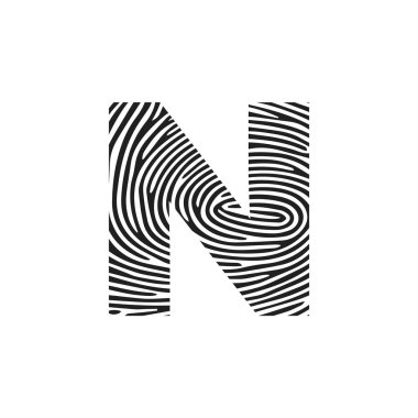 Vector Letter ana logosu. İlk harf n vektör simge parmak izi kavramı