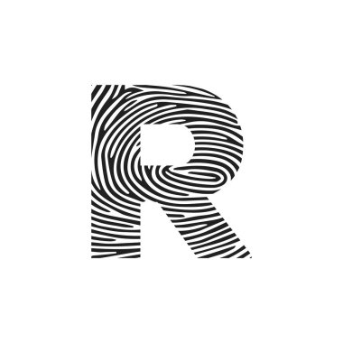 R Vector Harfi ana logosu. İlk harf r vektör simge parmak izi kavramı