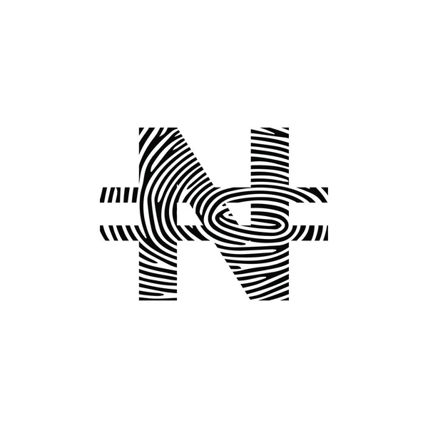 Naira Vector Icon Design Nigeria Símbolo Moneda Concepto Huella Dactilar — Vector de stock