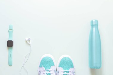 sports accessories flat lay