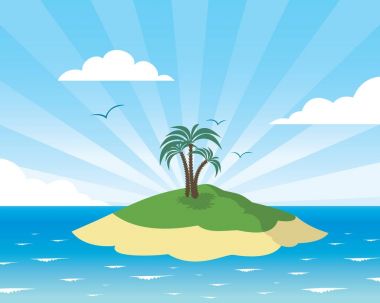 tropik ada kartı, avuç içi ve kuşlar 