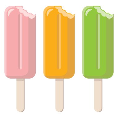 Beyaz arka plan üzerinde izole renkli çubuklu dondurmayı kümesi