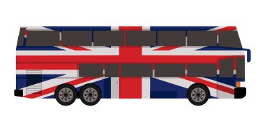 Büyük Britanya bayrağı rengi ile Çift katlı otobüs