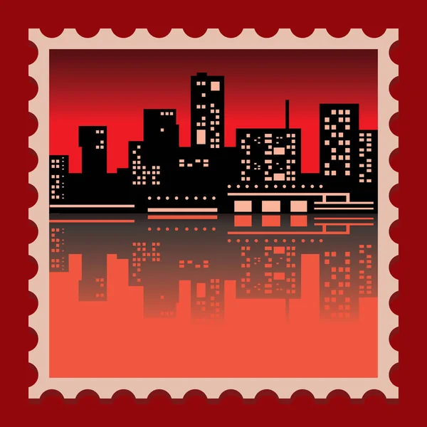 City Skyline Icon Flat Design — Image vectorielle