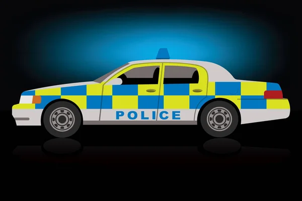 Поліцейський Автомобіль Синім Обертовим Світлом Чорному Фоні — стоковий вектор