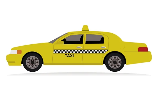 Gele Taxiauto Geïsoleerd Witte Achtergrond — Stockvector
