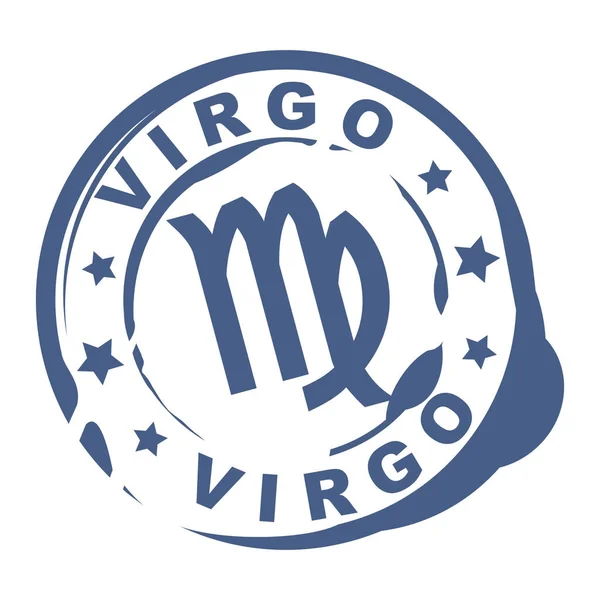 Signo Astrológico Sello Goma Con Símbolo Virgo — Vector de stock