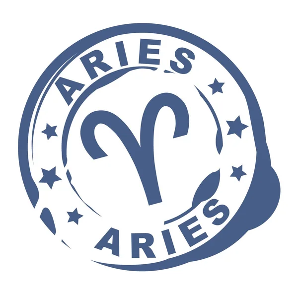 Signo Astrológico Sello Goma Con Símbolo Aries — Vector de stock