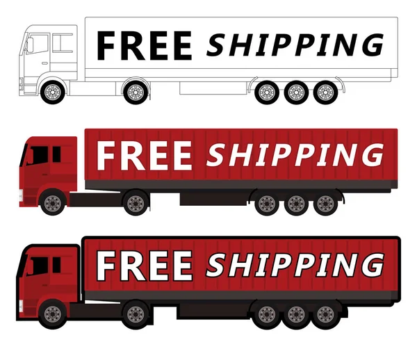 Vector Illustration Delivery Trucks Free Shipping — Vector de stock