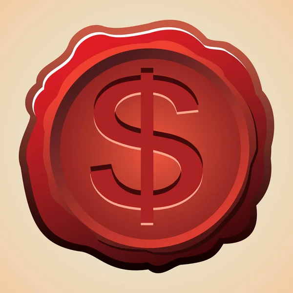 Illustration Dollar Sign Red Background — Stok Vektör