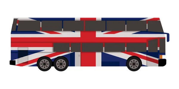 Double Decker Bus Great Britain Flag Color — стоковый вектор