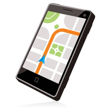 gps navigation map with location and smartphone