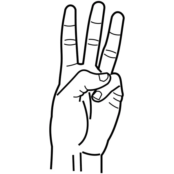 Рука Указывая Три Пальца Линейный Стиль — стоковый вектор