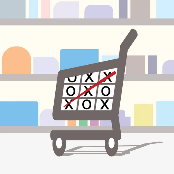 Carrinho Compras Com Conceito Jogo Tic Tac Toe — Vetor de Stock