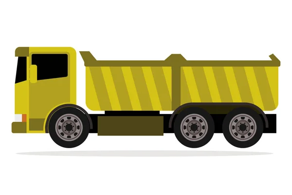 白い背景に分離された黄色のダンプ トラック — ストックベクタ