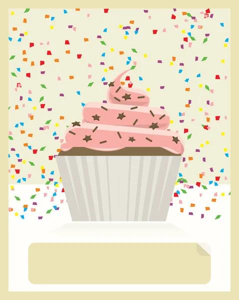 Concepto Tarjeta Cupcake Con Confeti — Vector de stock