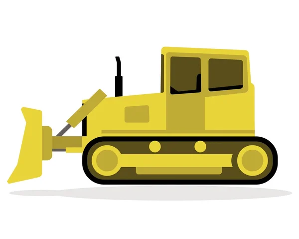 Bulldozer Amarillo Con Pistas Continuas Aisladas Sobre Fondo Blanco — Vector de stock