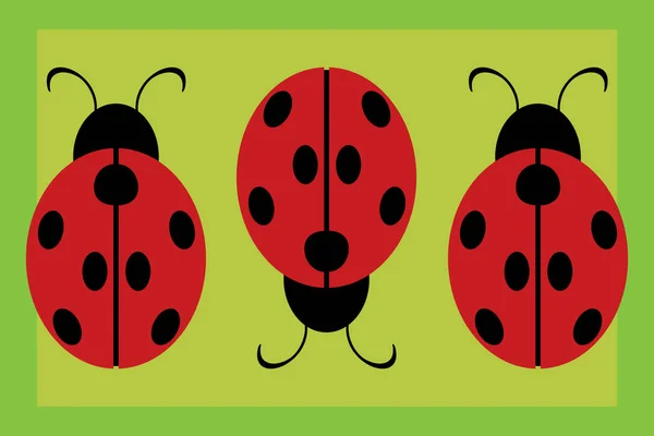 Vector Illustration Cute Ladybugs — Stock Vector